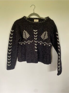 Vintage Embroidered Forest Pattern Wool and Silk Sweater